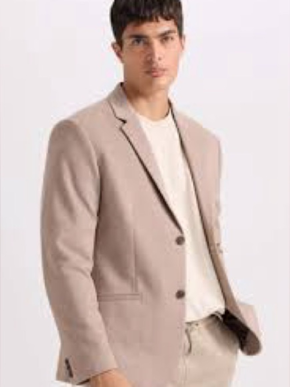 Express Men’s Beige Slim Fit Cotton Linen Lyocell Blazer 36S